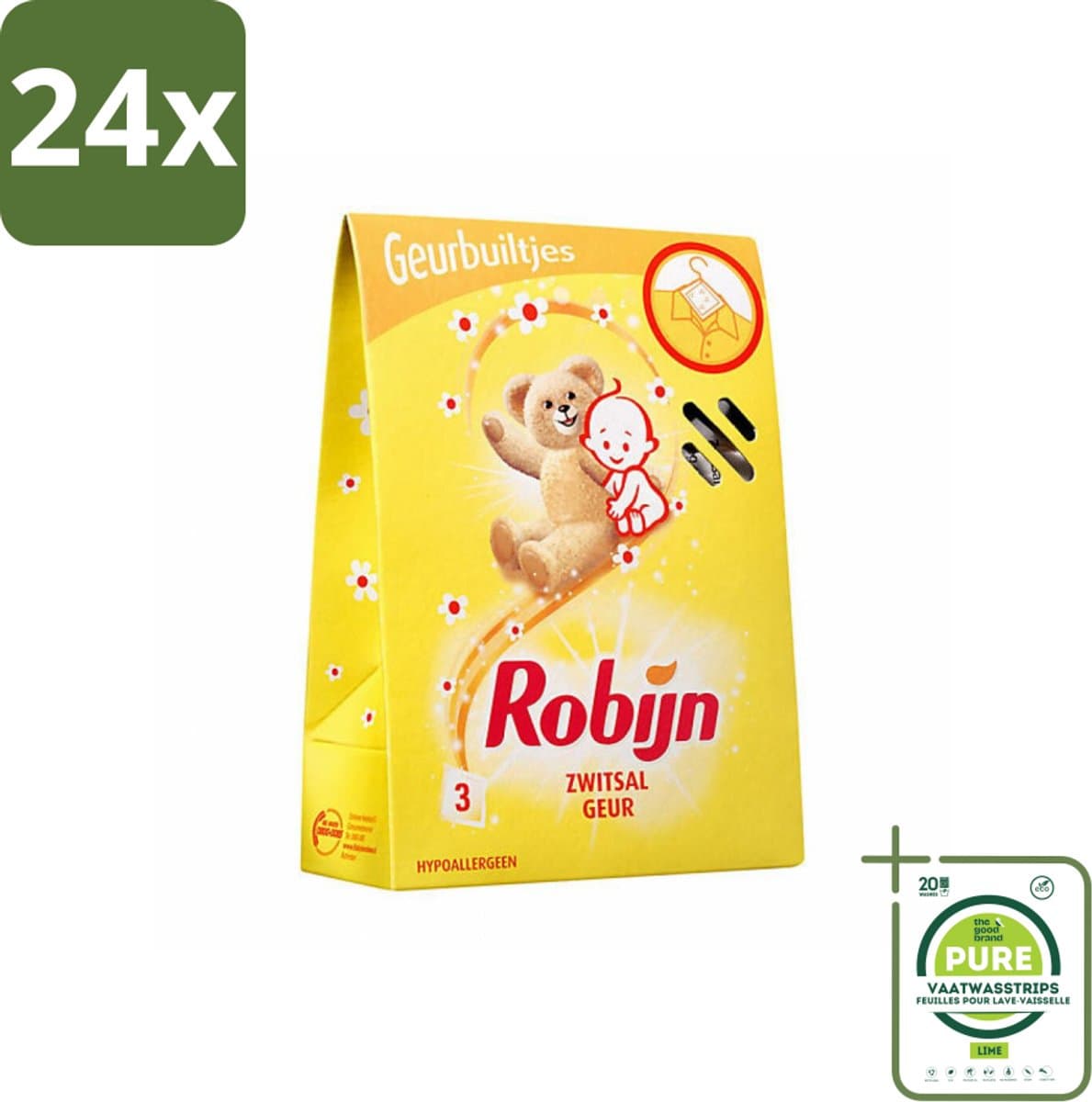 Robijn Geurbuiltjes Zwitsal 3 stuks per verpakking - Voordeelverpakking - 24 stuks - Zwitsal geur - Babygeur — afbeelding 1