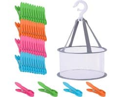 Wasknijpers - Groen, Blauw, Geel, Paars - 7,3 cm x 1,4 cm x 3 cm - Kunststof Antislip Klemmen met Mand - Voor Kleding en Snacks