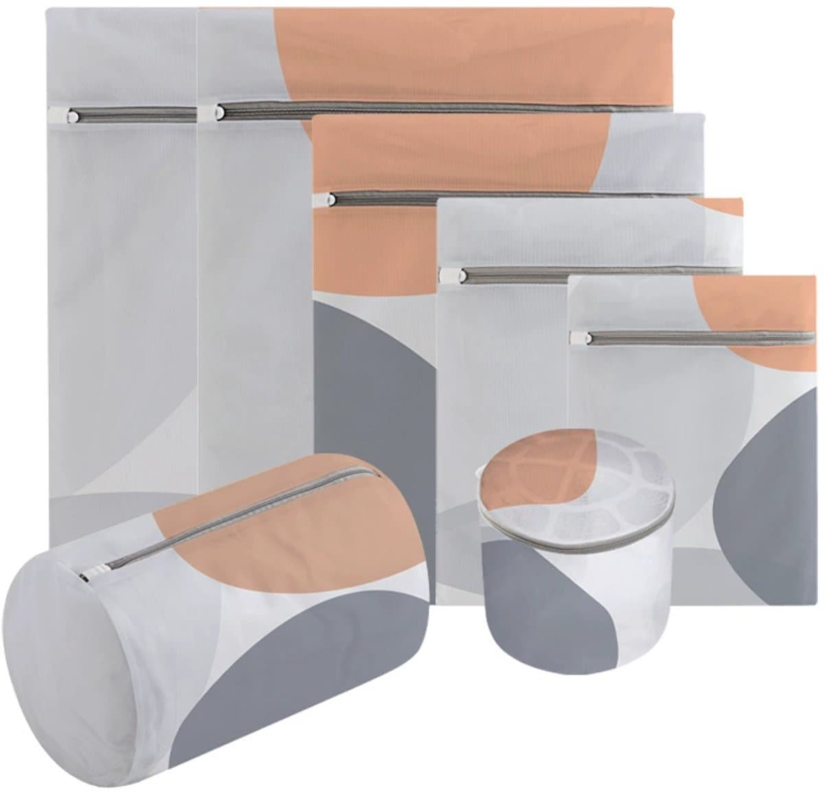 Waszakjes - Wasnetten - 6 stuks - Sterke Waszakken - met Rits - 6 maten - Waszak voor wasmachine blouses, beha's, ondergoed, beddengoed, mantels, textiel - Set 04 — afbeelding 1