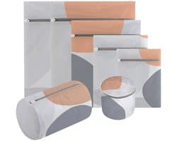 Waszakjes - Wasnetten - 6 stuks - Sterke Waszakken - met Rits - 6 maten - Waszak voor wasmachine blouses, beha's, ondergoed, beddengoed, mantels, textiel - Set 04