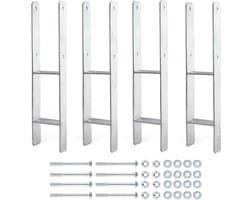 Paaldragers Thermisch Verzinkt - Grondankers H-anker - Tuinconstructies Verstevigen - H-constructie met Versteviging - 91 x 600 mm - Zilverkleurig