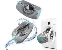 SnelShoppen - Waszakken voor Schoenen - Set van 2 - Herbruikbare Waszak met Rits - Grijze Schoenwaszak voor Efficiënte Reiniging en Bescherming - Perf