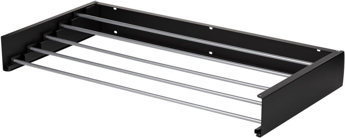 Wanddroogrek - Waslijn Intrekbaar - Ruimte Besparen - Roestvrij Aluminium - 4 Meter - Zwart — afbeelding 1