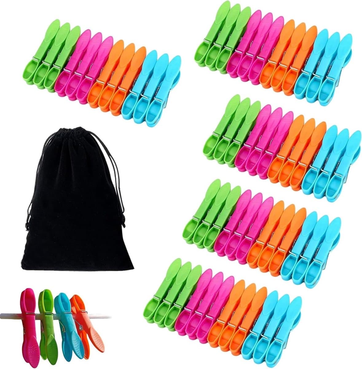 Wasknijpers Set - Kleding Clips - Was Ophangen - Antislip No-Mark - 60 Stuks - Grijs — afbeelding 1