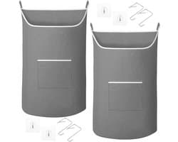 Set van 2 Hangende Waszak 91x56 cm - Wand Wasmand 100L van Oxfordstof - Opbergorganizer Achter de Deur met Rits Onder voor Badkamer en Slaapkamer