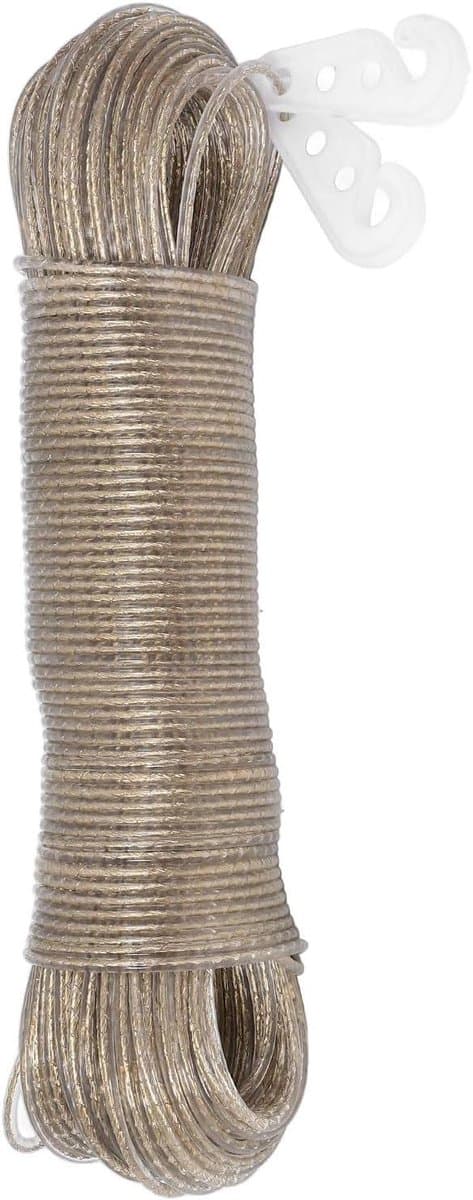 Waslijn voor buiten - Touw voor drogen - Kleding drogen - Stalen kern - 50 meter - Transparant — afbeelding 1