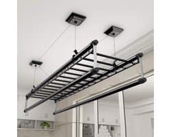 Plafond Droger - Waslijn Katrol - Was Drogen - 4 Bar Ontwerp - 150cm - Zwart
