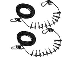 Outdoor Waslijn - Kledinglijn Clips - Reizen Kamperen - Verstelbaar Lichtgewicht - 500 cm - Zwart