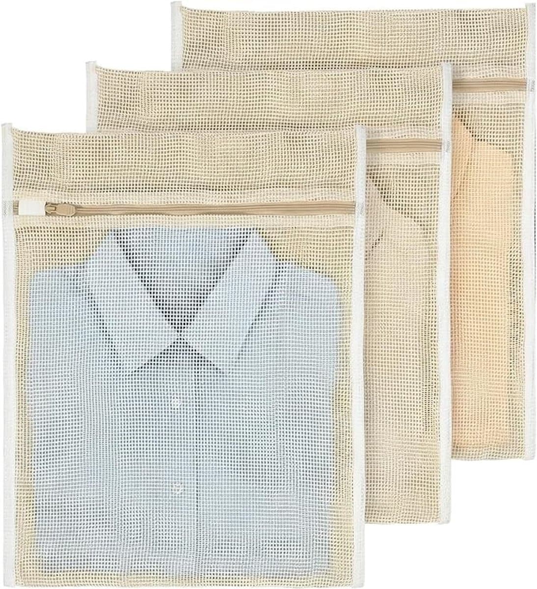 Set van 3 katoenen waszakken met ritssluiting - 40x30 cm — afbeelding 1