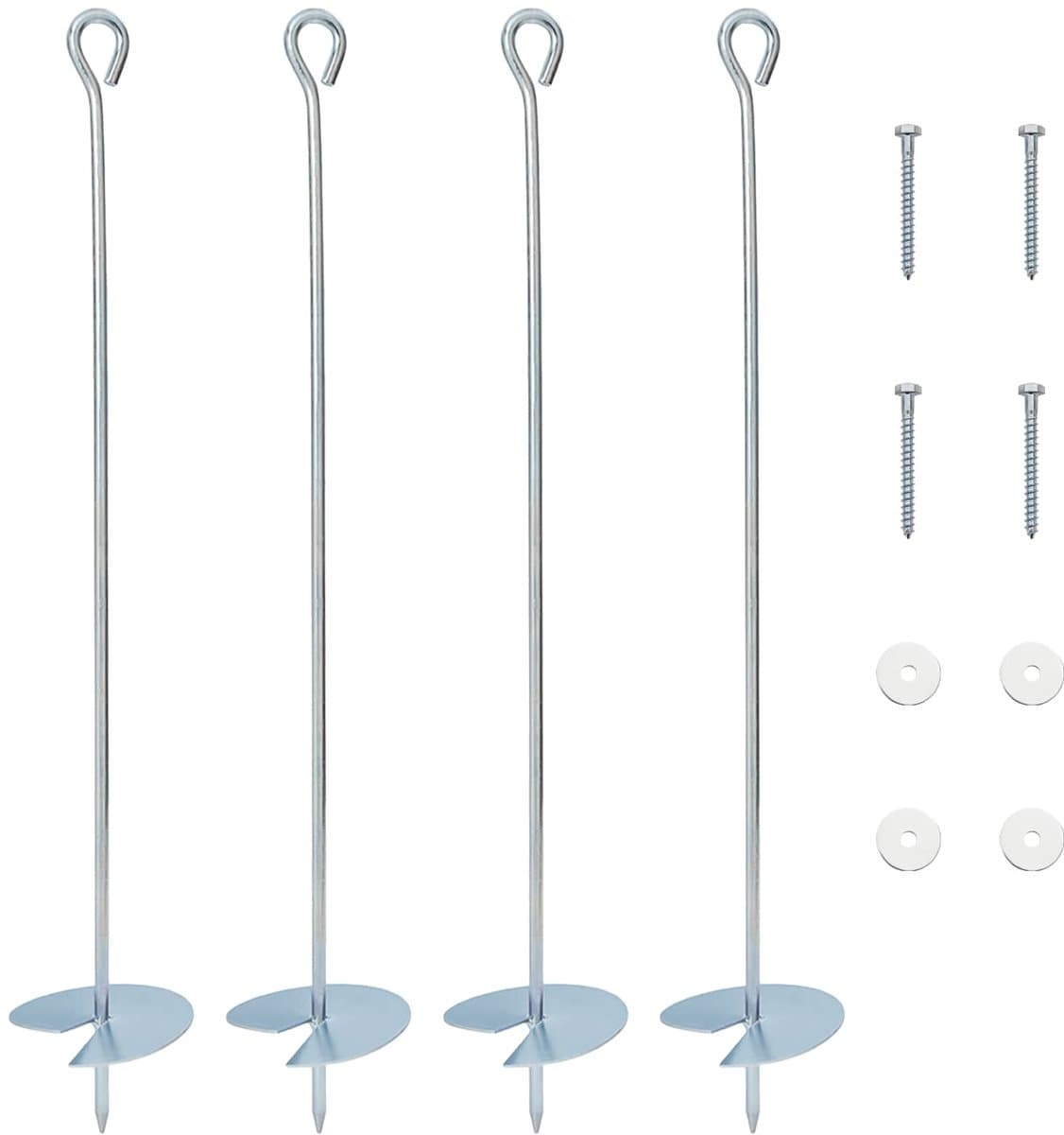 vidaXL - Aardanker - 4 - st - Gegalvaniseerd - Metaal - zilver — afbeelding 1