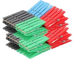 144x Gekleurde wasknijpers - Plastic wasgoedknijpers - Knijpers/wasspelden voor wasgoed 144 stuks