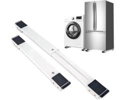 Retractable Washing Machine Base - Easymove Sliding System - Furniture Roller Transport Roller - Rails - White