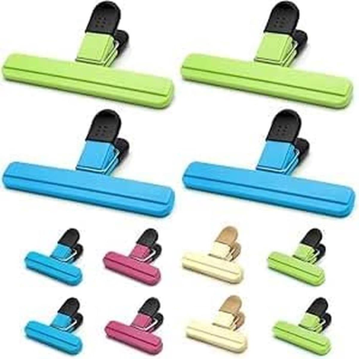 12x Herbruikbare Sluitclips voor Zakken in 4 Kleuren - Voedsel en Opslag — afbeelding 1