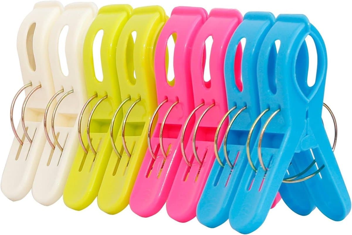 Grote Wasknijpers - Kunststof Clips - Handdoeken Vastzetten - Extra Grote Opening - 12cm Lengte - Mix Kleuren — afbeelding 1