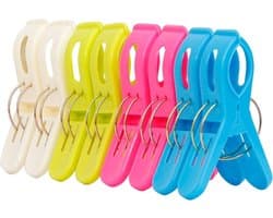 Grote Wasknijpers - Kunststof Clips - Handdoeken Vastzetten - Extra Grote Opening - 12cm Lengte - Mix Kleuren