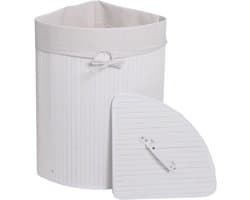 Hoekwasmand MCW-C21, Wasbox wasmand, bamboe 61x48x35cm 50l ~ wit