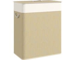 HOMCOM Wasmand - Bamboe - 52x32x63cm - Wit