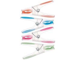 Anti-slip wasknijpers - 100x stuks - kleurenmix - kunststof - 8 cm