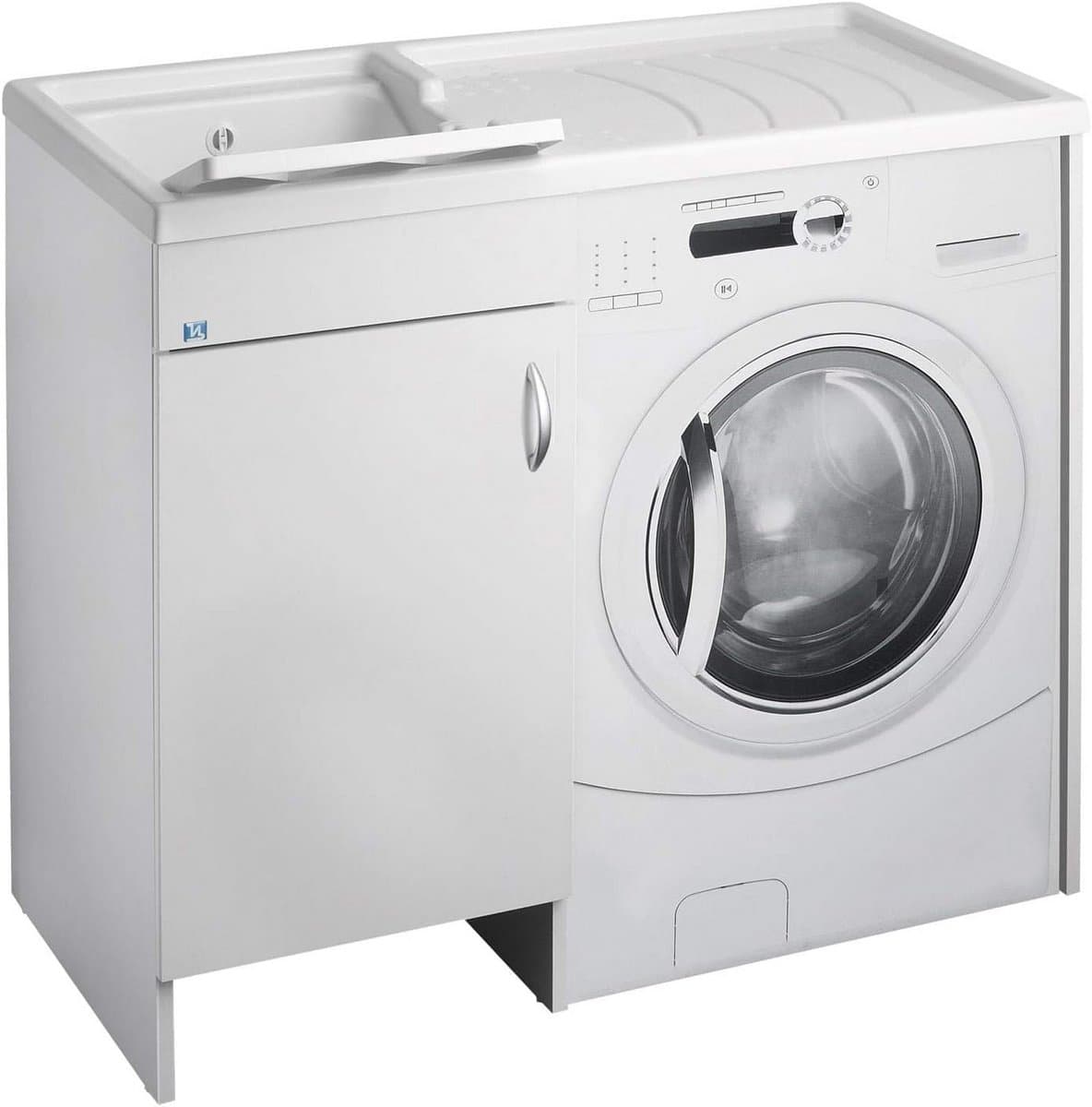 Wasmachinekoppel met Wastafel, Wit, 109 x 60 cm — afbeelding 1