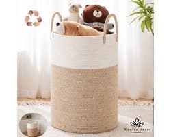 Wasmand 100L XXL – Katoenen Wasmand – Opbergmand – Wassorteerder – Beige/Wit