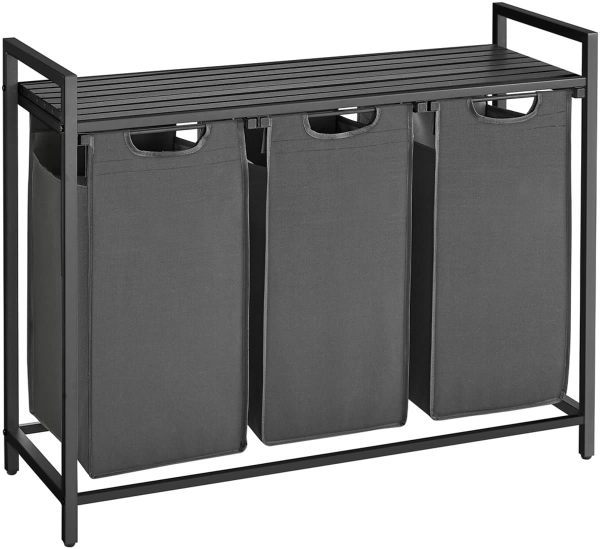 Wasmanden met plank Polly | Drie compartimenten | 92,5 x 33 x 72 cm | Grijs — afbeelding 1