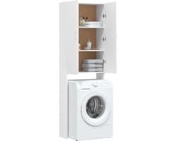 WNHB® Wasmachine Ombouw Kast – Verhoger & Opbergmeubel – Houten Wasmachinekast – Wit – Met Extra Opbergruimte
