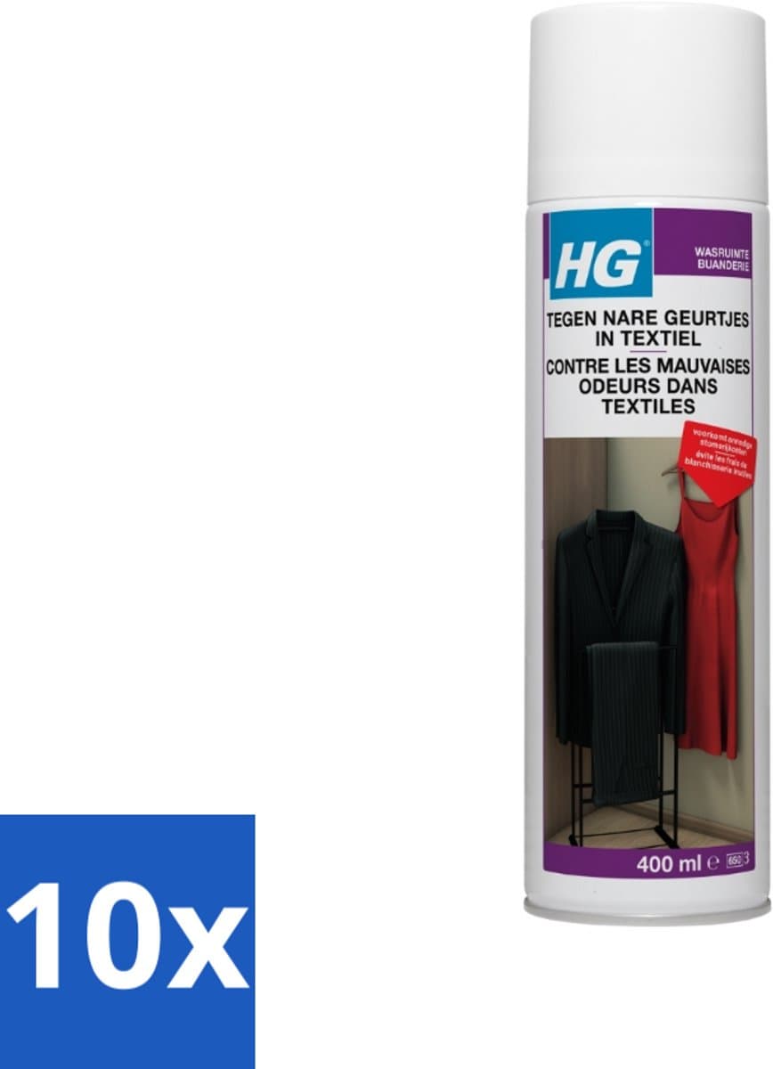 HG - Tegen Nare Geurtjes In Textiel - Natuurlijk Zuiveringsproces - Veilig Voor Alle Textiel - 400 ml - Bulkverpakking - 10 stuks — afbeelding 1