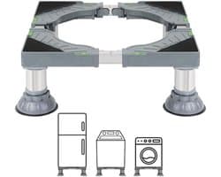 PromoHome Universele Apparatenstandaard - Aanpasbare Verhoging voor Wasmachine, Droger, Koelkast - Zware Draagkracht tot 300 kg - Roestvrij Staal - Anti-Slip Voetjes - Ergonomische Huishoudelijke Oplossing