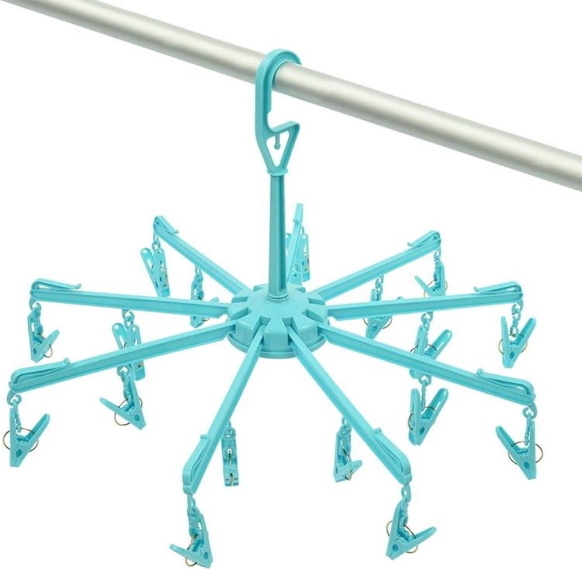 Droogcarrousel - blauw - droogmolen - 18 knijpers - 48 cm - Droogrek/Droogmolen/Wasrekje — afbeelding 1