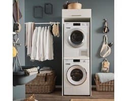 Wasmachinekast Laundreezy 68 X 68 X 200 Cm - Wit - Emob - Wasmachine Ombouw - Wit - MDF — afbeelding 1