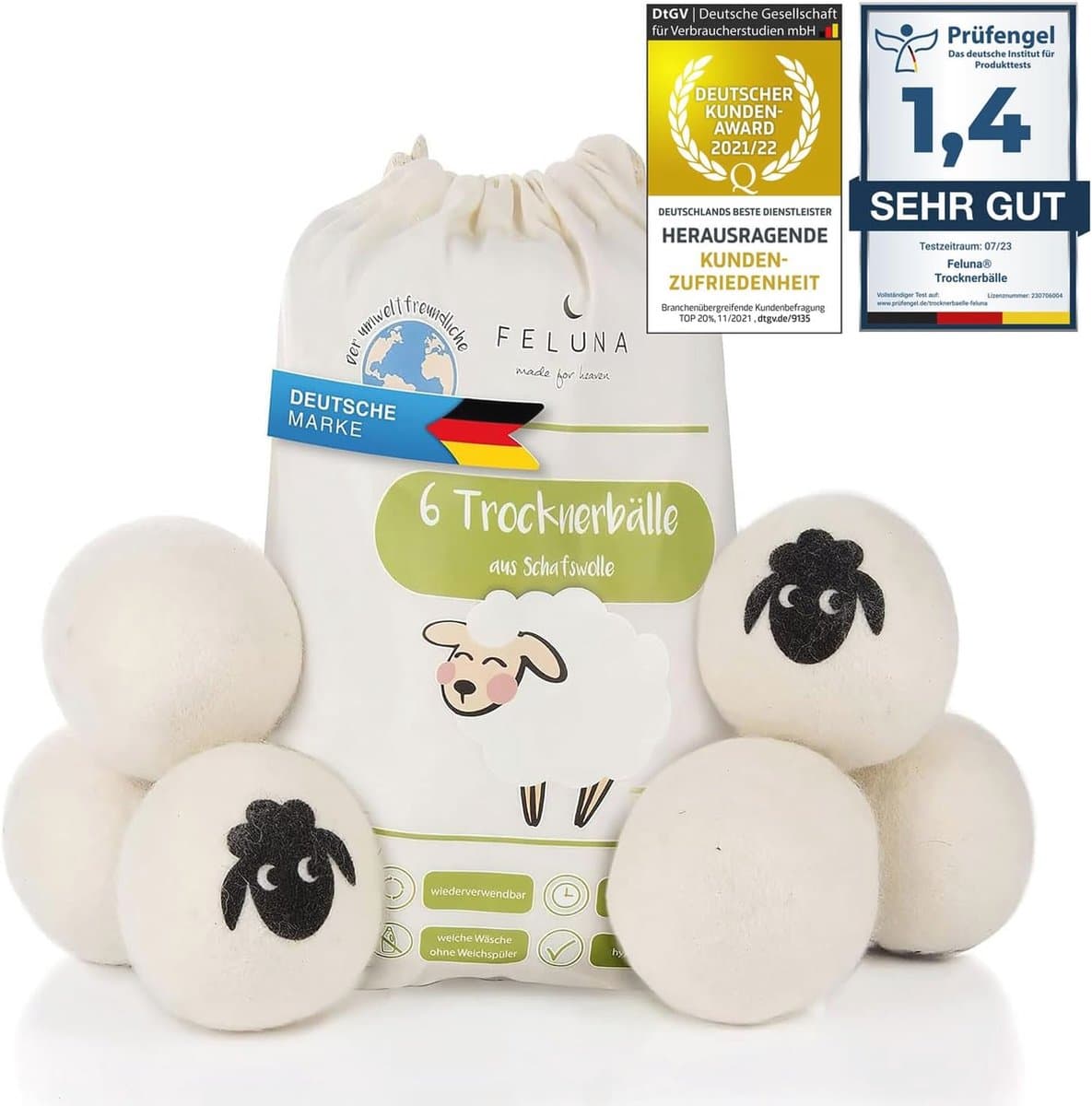 Eco Droogballen voor Droogtrommel - Natuurlijke Schapenwol Wasverzachter voor Duurzame Droogresultaten — afbeelding 1