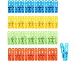 60 Wasknijpers in Kleurrijke Kleuren - Kunststof Wasclips voor Kleding, Sokken en Meer