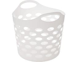 5Five Flexibele wasmand/opbergmand - rond - wit - 28 liter - D40.5 x H38 cm — afbeelding 1