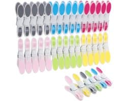 Wasknijpers, 30 stuks, antislip siliconen, 6 kleuren, plastic handdoekklemmen, kledingknijpers, laat geen sporen achter voor wasgoed, broeken, T-shirts, ondergoed, sokken