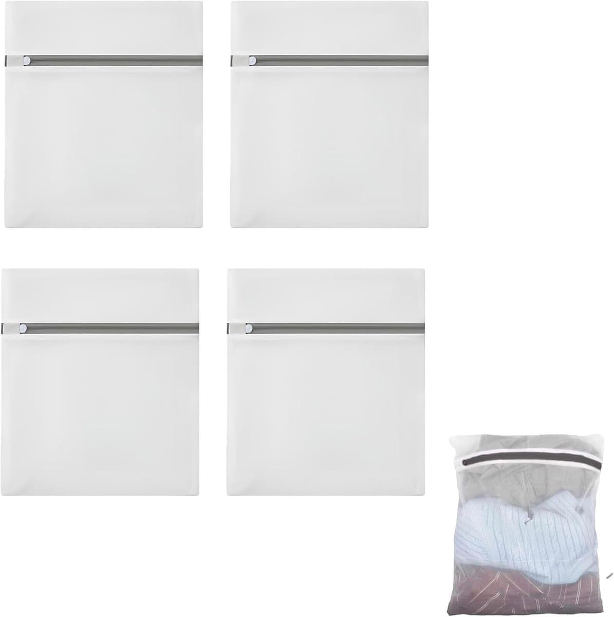 Set van 4 wasnetten voor delicate was - ademend fijn gaas - beschermt lingerie, sokken en babykleding - met rits - geschikt voor wasmachine en droger — afbeelding 1