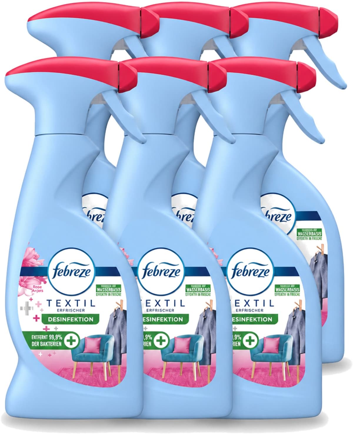 6 x Febreze – Textielspray – Roze Anjers – 375 ml - Voordeelverpakking - 6 stuks — afbeelding 1