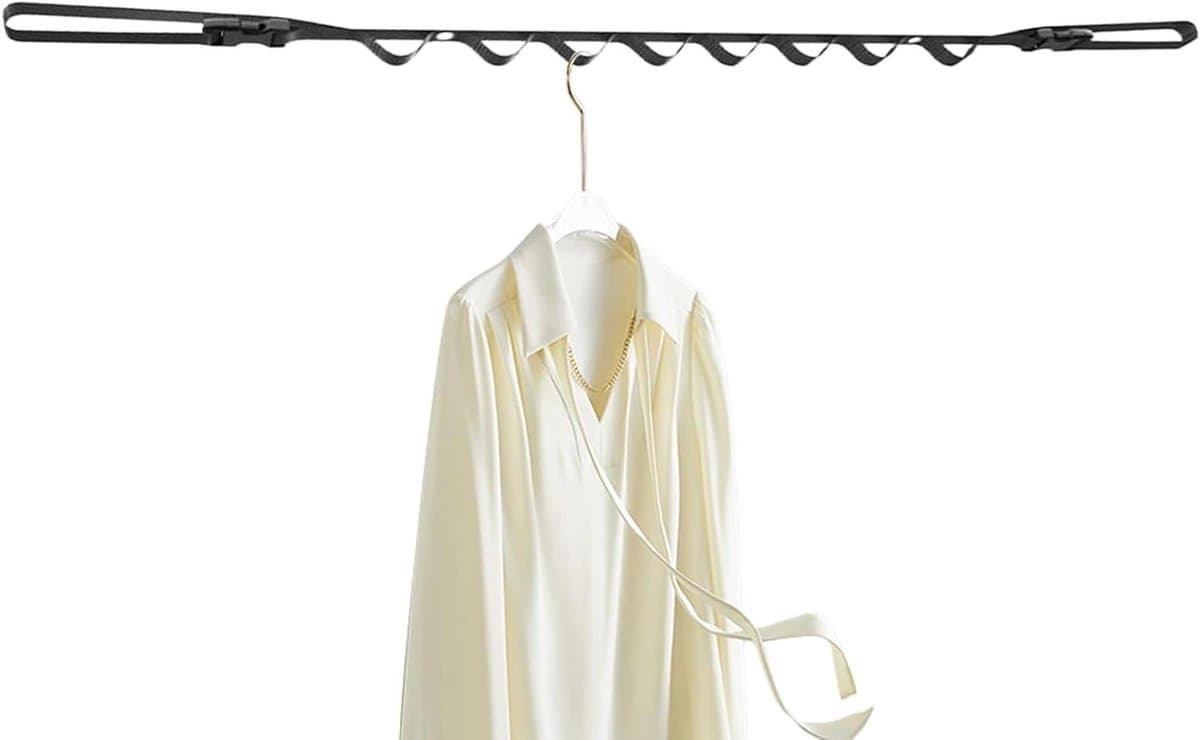 Draagbare Waslijn - Reis Waslijn - Kleding Drogen - Dubbele Montagemodus - 1 Meter - Zwart — afbeelding 1