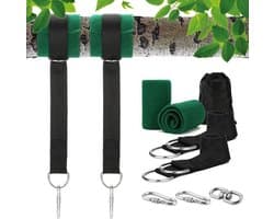 Hangriemen Ultrasterk 300 kg - Schommelriemen - Karabijnhaken - Boombeschermingsmatten - Buitenactiviteiten - 1,5 m/5 ft - Schommelhangers