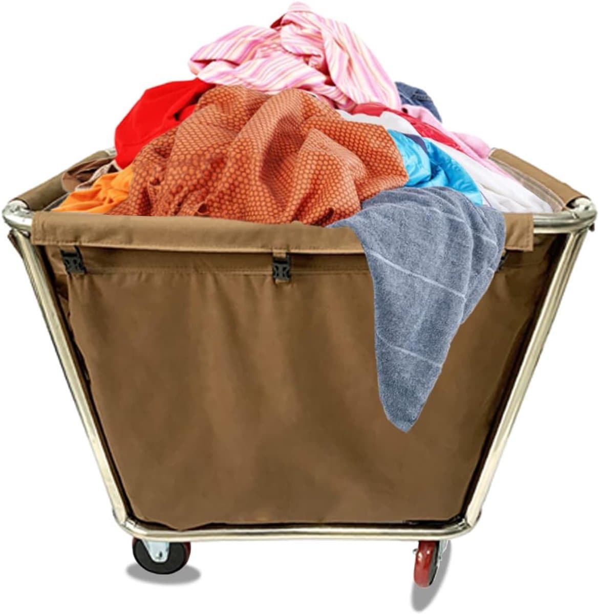 Wasmand op wielen - Linnenkar - Wassen organiseren - Afneembare zak - 400 l - Bruin — afbeelding 1