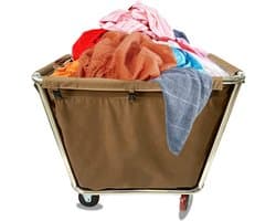 Wasmand op wielen - Linnenkar - Wassen organiseren - Afneembare zak - 400 l - Bruin