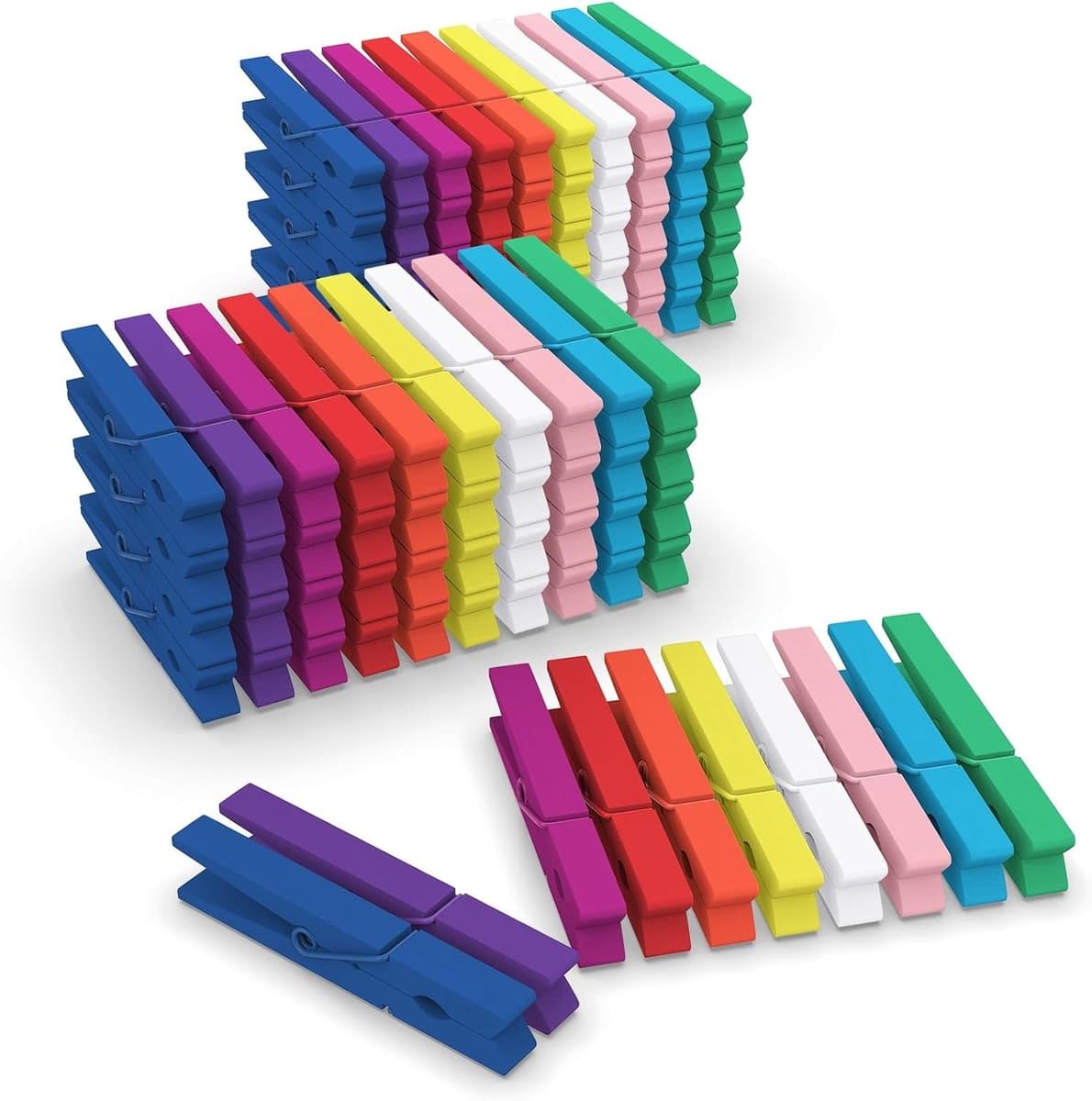 Gekleurde Houten Wasknijpers 100 Stuks - Knutsel Wasknijpers 2,9 Inch - Kledingknijpers voor Ophangen, Klaslokaal, Decoratie en DIY — afbeelding 1