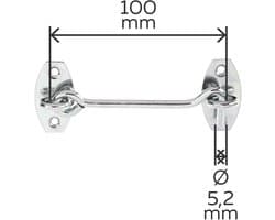 SnelShoppen - Stormhaak 100mm met Hoekplaat en Oogjes | Gegalvaniseerd Staal | 5,2mm Haak-Ø | Voor Tuin, Camping en Klussen