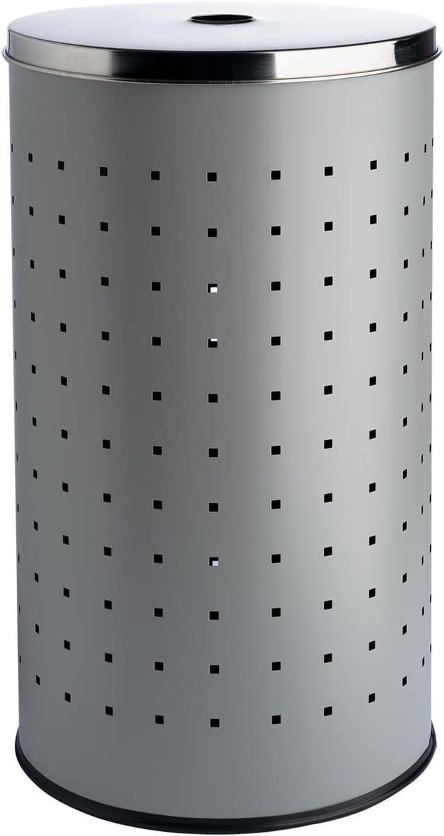 Wasmand met deksel en luchtgaten - RVS - Grijs - 37 L - Ø 29 cm - 54 cm hoog - Wasbox Waskist — afbeelding 1