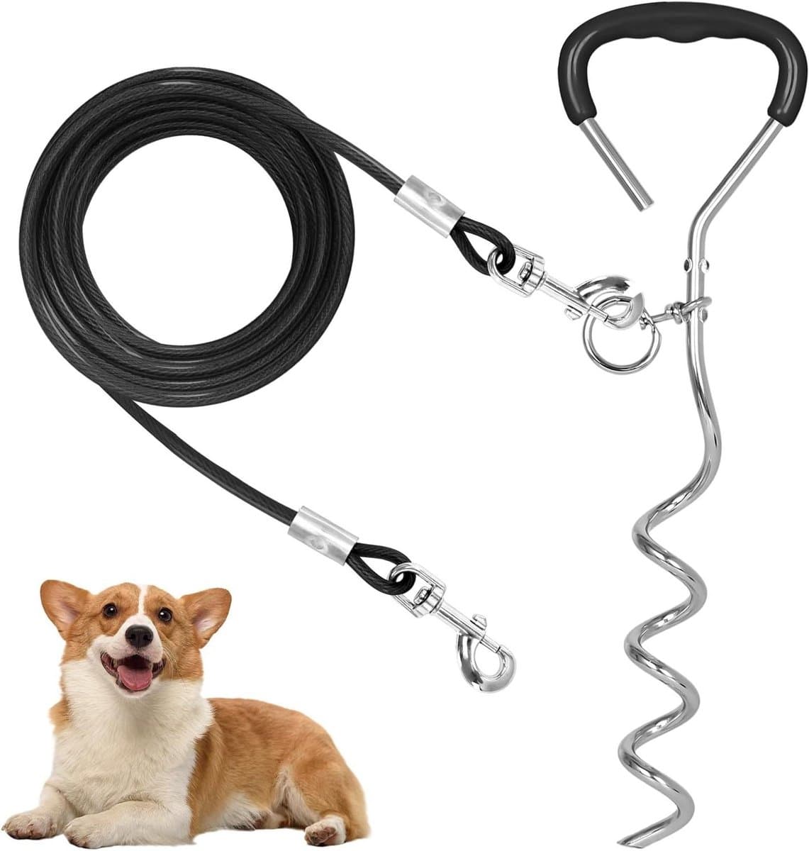 Grondanker Hond - Hondenlijn Anker - Veilig Vastzetten - Roestvrij Staal - 45 cm Anker - Zwart — afbeelding 1