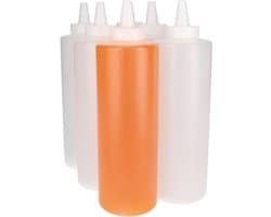 6 x Knijpbare Doseerfles 750 ml mat doorzichtig met Tuitdop naturel- BPA Vrij - Niet Breekbaar - Plastic Flesjes Navulbaar - Met Dop - Lege Flessen - 6 stuks