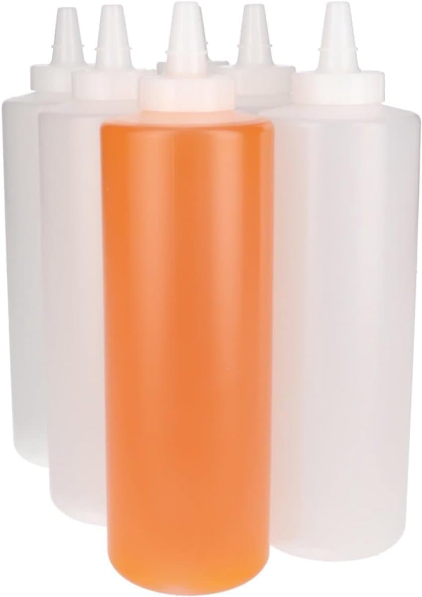 6 x Knijpbare Doseerfles 750 ml mat doorzichtig met Tuitdop naturel- BPA Vrij - Niet Breekbaar - Plastic Flesjes Navulbaar - Met Dop - Lege Flessen - 6 stuks — afbeelding 1