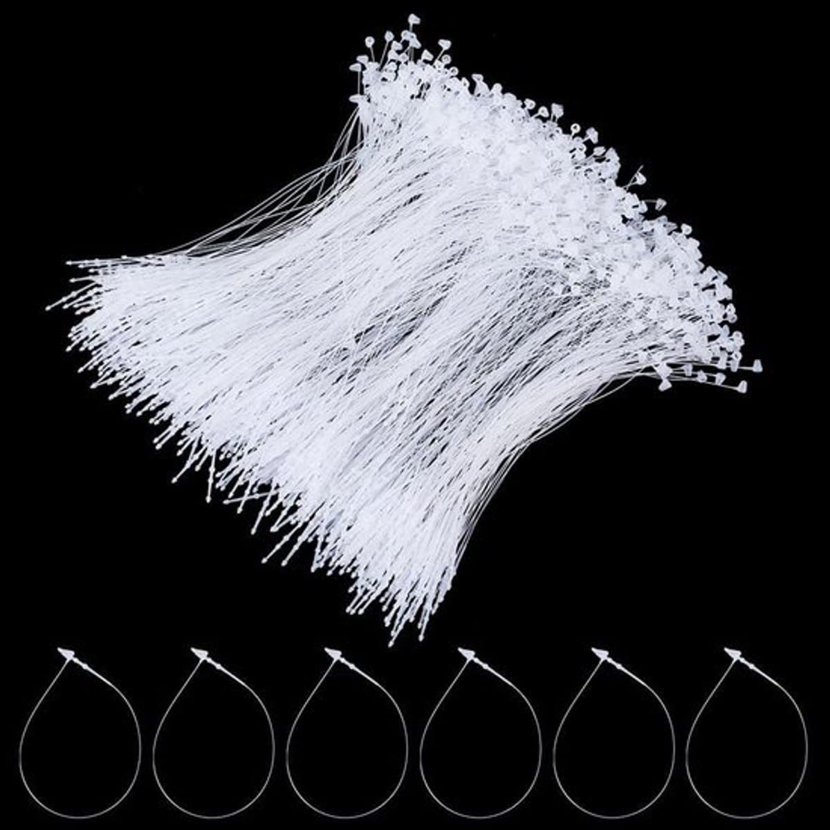 Clips voor stuurlabels, 1000 stuks, wit, 17,9 cm, drukvergrendeling, professionele kwaliteit, detailhandel. — afbeelding 1