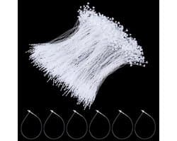 Clips voor stuurlabels, 1000 stuks, wit, 17,9 cm, drukvergrendeling, professionele kwaliteit, detailhandel.