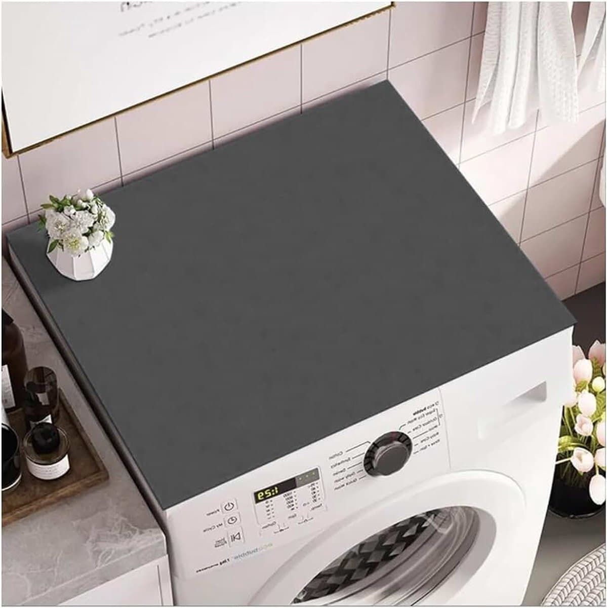 Wasmachinemat, 60 x 60 cm, wasmachinehoes, stofbescherming, wasmachineafdekking, antislip, universele wasmachine-onderlegger (donkergrijs) — afbeelding 1