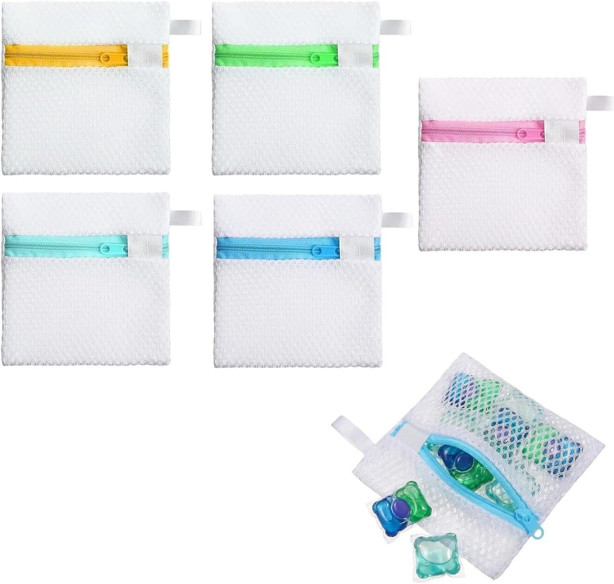 Luxe Waszakken voor Delicate Stoffen, 5 Stuks Herbruikbare Mesh Waszakken met Rits, Ideaal voor Reis en Wassen van Kleding — afbeelding 1